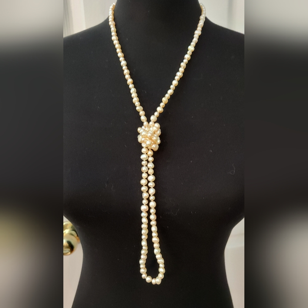 Pale Peach Pearl Necklace - NEW